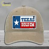 Texas Hold Em Novelty License Plate Hat Unconstructed Cotton / Khaki