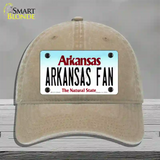 Arkansas Fan Novelty License Plate Hat Unconstructed Cotton / Khaki