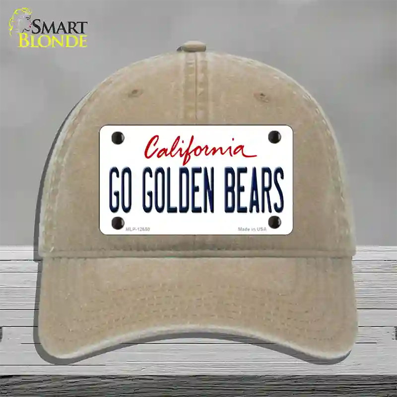 Go Golden Bears Novelty License Plate Hat Unconstructed Cotton / Khaki