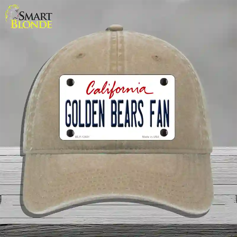 Golden Bears Fan Novelty License Plate Hat Unconstructed Cotton / Khaki