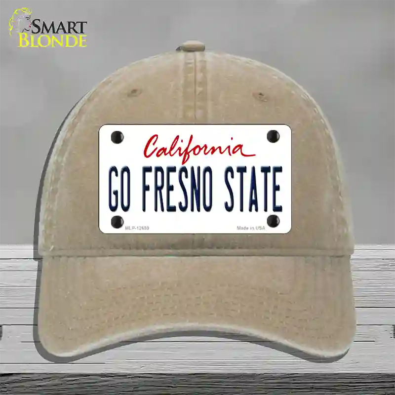 Go Fresno State Novelty License Plate Hat Unconstructed Cotton / Khaki