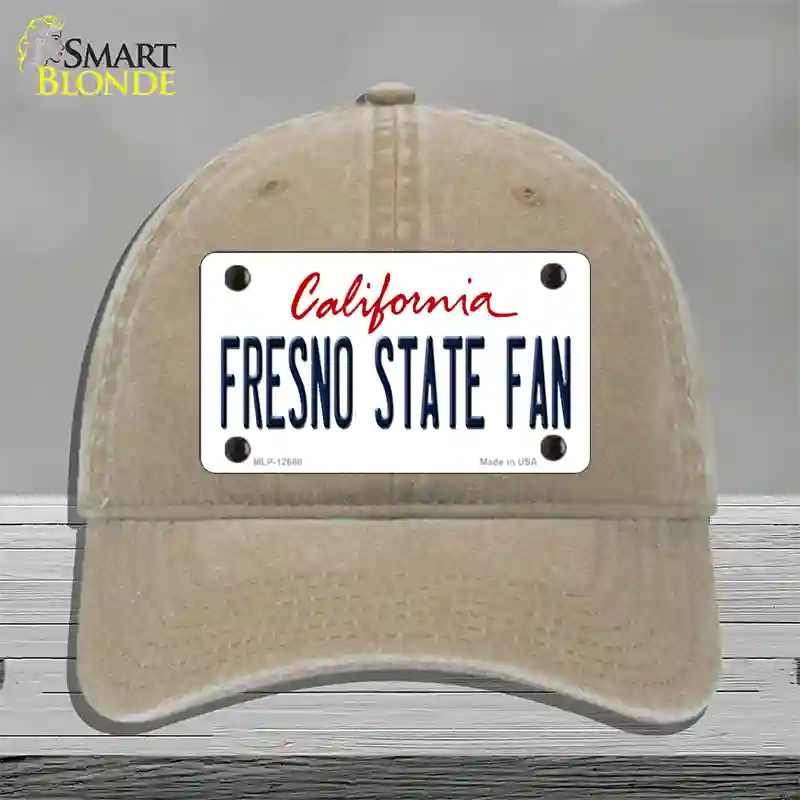 Fresno State Fan Novelty License Plate Hat Unconstructed Cotton / Khaki