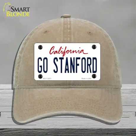 Go Stanford Novelty License Plate Hat Unconstructed Cotton / Khaki