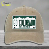 Go Colorado Novelty License Plate Hat Unconstructed Cotton / Khaki