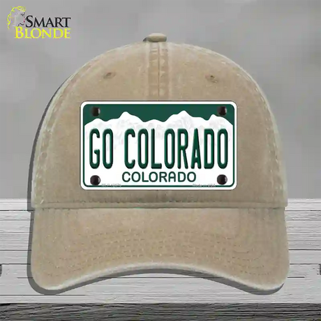 Go Colorado Novelty License Plate Hat Unconstructed Cotton / Khaki