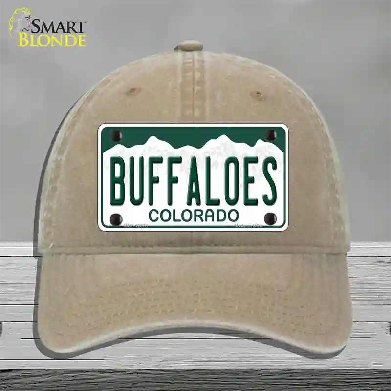 Buffaloes Novelty License Plate Hat Unconstructed Cotton / Khaki