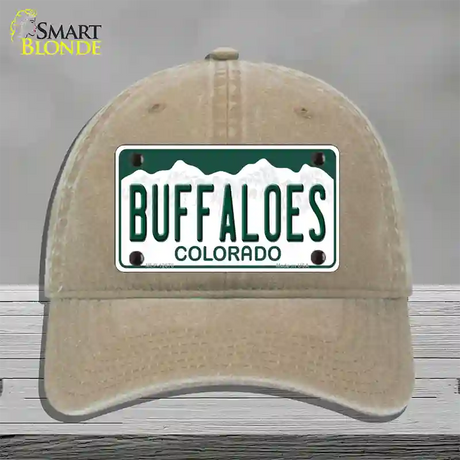 Buffaloes Novelty License Plate Hat Unconstructed Cotton / Khaki