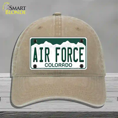 Air Force Novelty License Plate Hat Unconstructed Cotton / Khaki