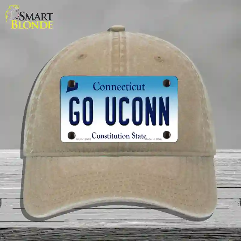 Go UConn Novelty License Plate Hat Unconstructed Cotton / Khaki