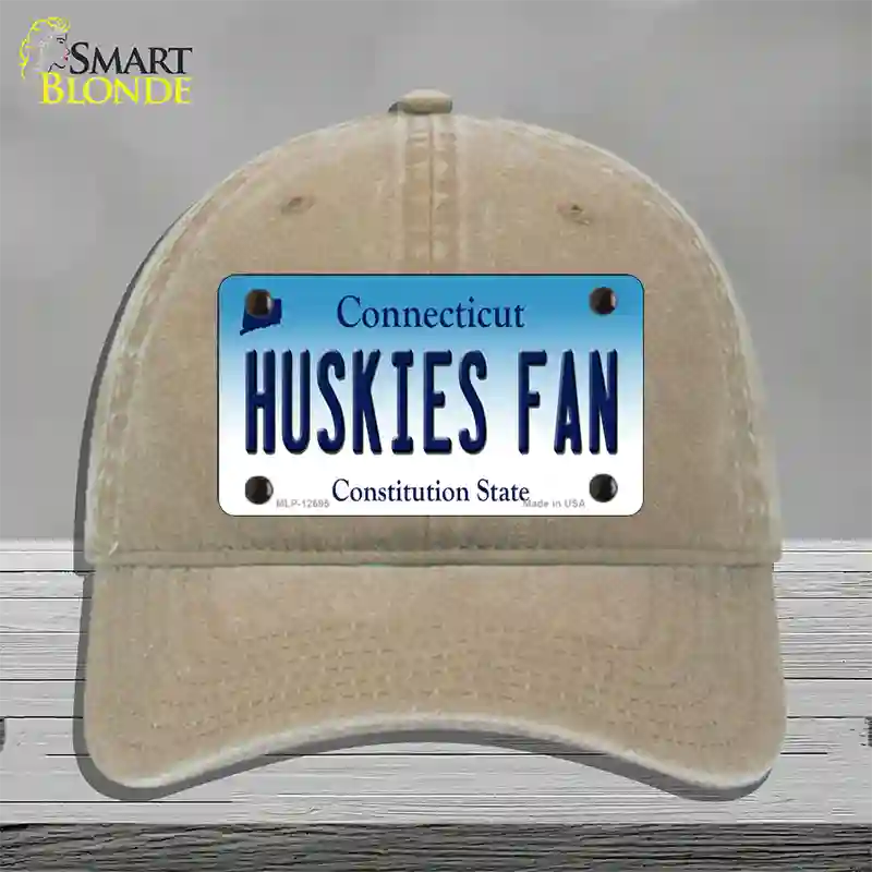 Huskies Fan Novelty License Plate Hat Unconstructed Cotton / Khaki