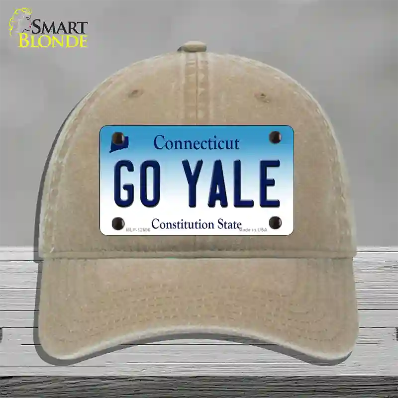 Go Yale Novelty License Plate Hat Unconstructed Cotton / Khaki