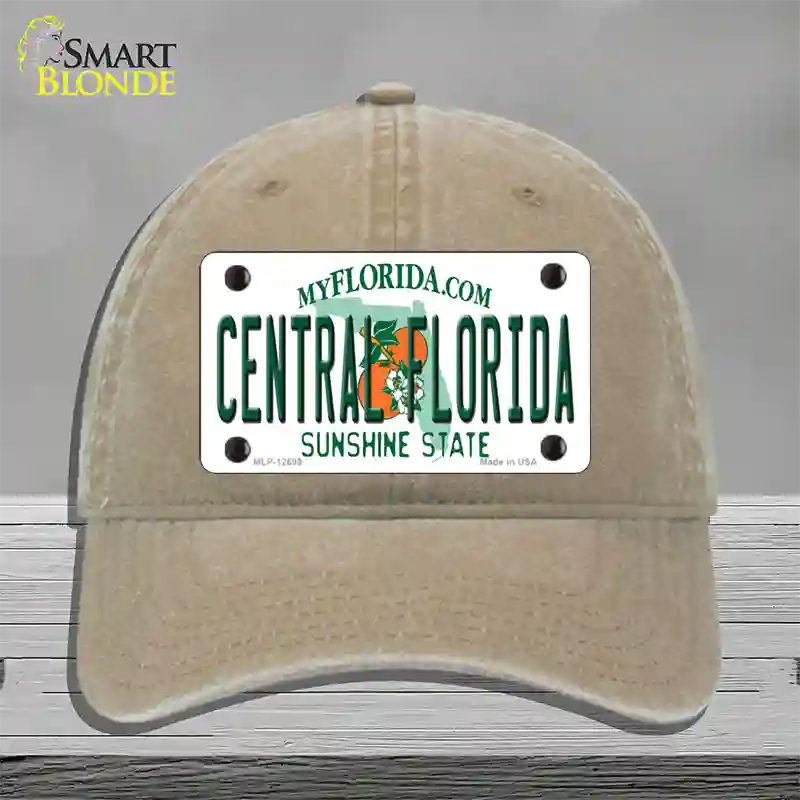 Central Florida Novelty License Plate Hat Unconstructed Cotton / Khaki