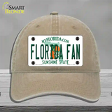 Florida Fan Novelty License Plate Hat Unconstructed Cotton / Khaki