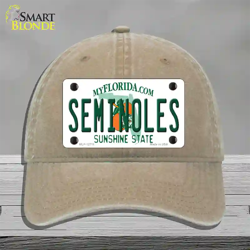 Seminoles Novelty License Plate Hat Unconstructed Cotton / Khaki