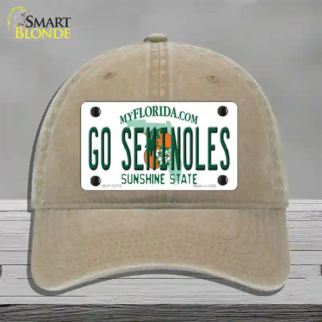 Go Seminoles Novelty License Plate Hat Unconstructed Cotton / Khaki