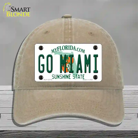 Go Miami Novelty License Plate Hat Unconstructed Cotton / Khaki