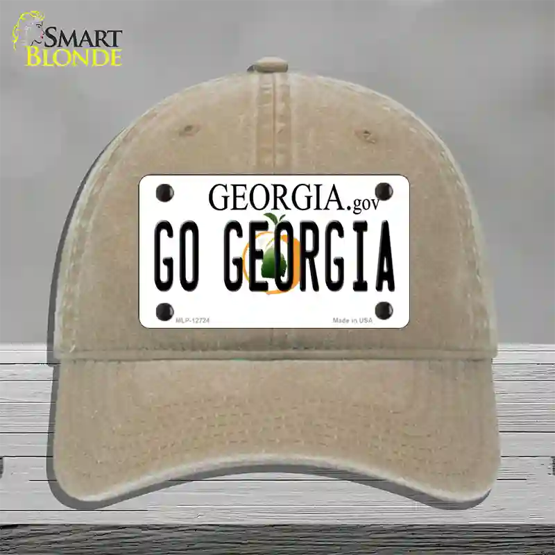 Go Georgia Novelty License Plate Hat Unconstructed Cotton / Khaki