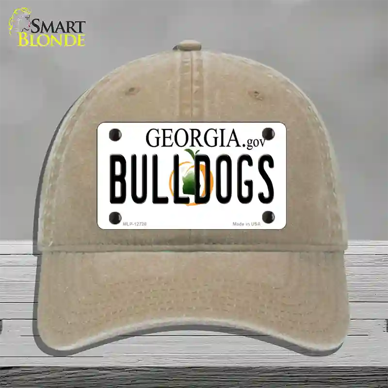 Bulldogs Georgia Peach Novelty License Plate Hat Unconstructed Cotton / Khaki