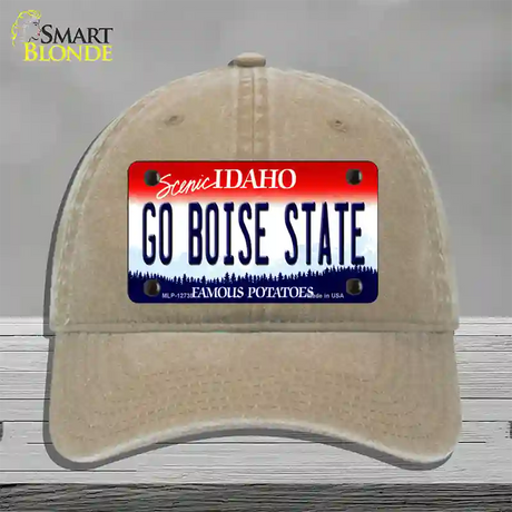 Go Boise State Novelty License Plate Hat Unconstructed Cotton / Khaki