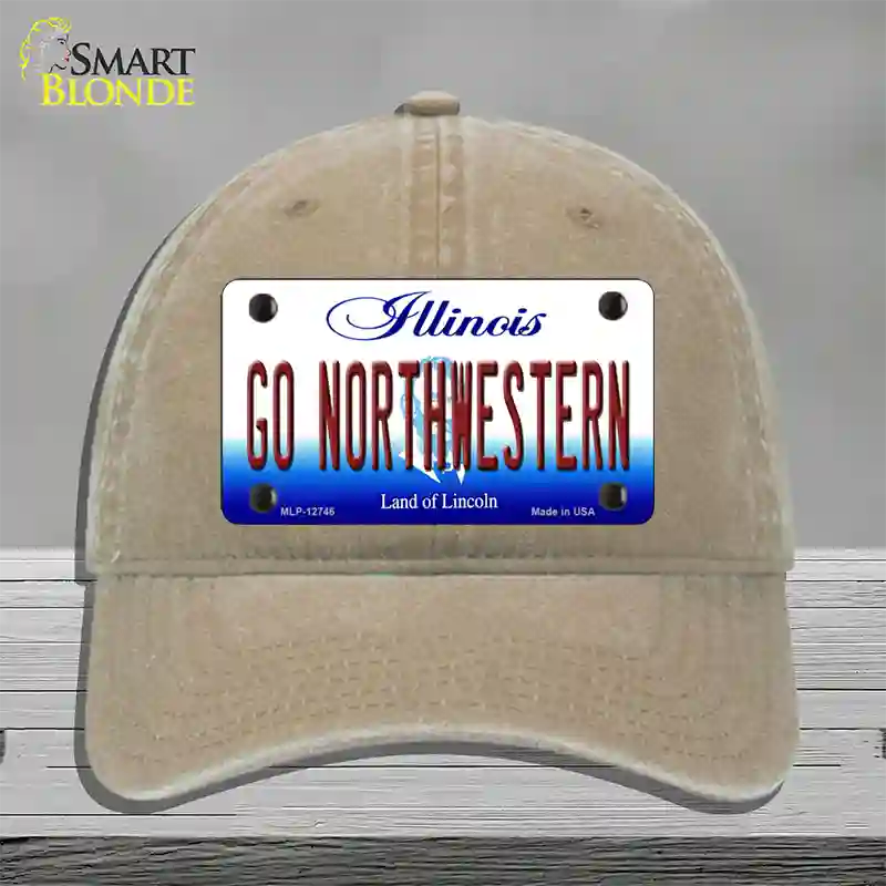 Go Northwestern Novelty License Plate Hat Unconstructed Cotton / Khaki