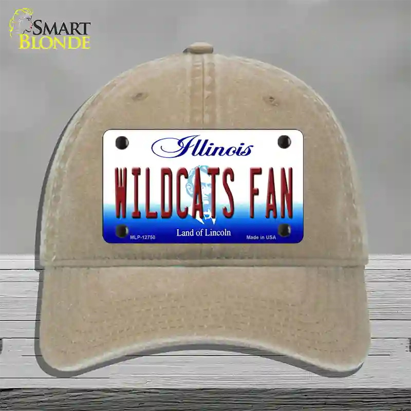 Wildcats Fan Illinois Novelty License Plate Hat Unconstructed Cotton / Khaki