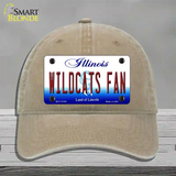 Wildcats Fan Illinois Novelty License Plate Hat Unconstructed Cotton / Khaki