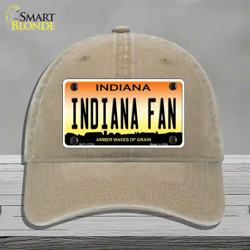 Indiana Fan Novelty License Plate Hat Tag Unconstructed Cotton / Khaki