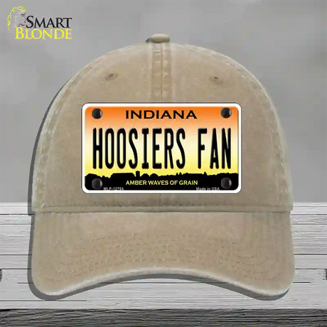 Hoosiers Fan Novelty License Plate Hat Tag Unconstructed Cotton / Khaki