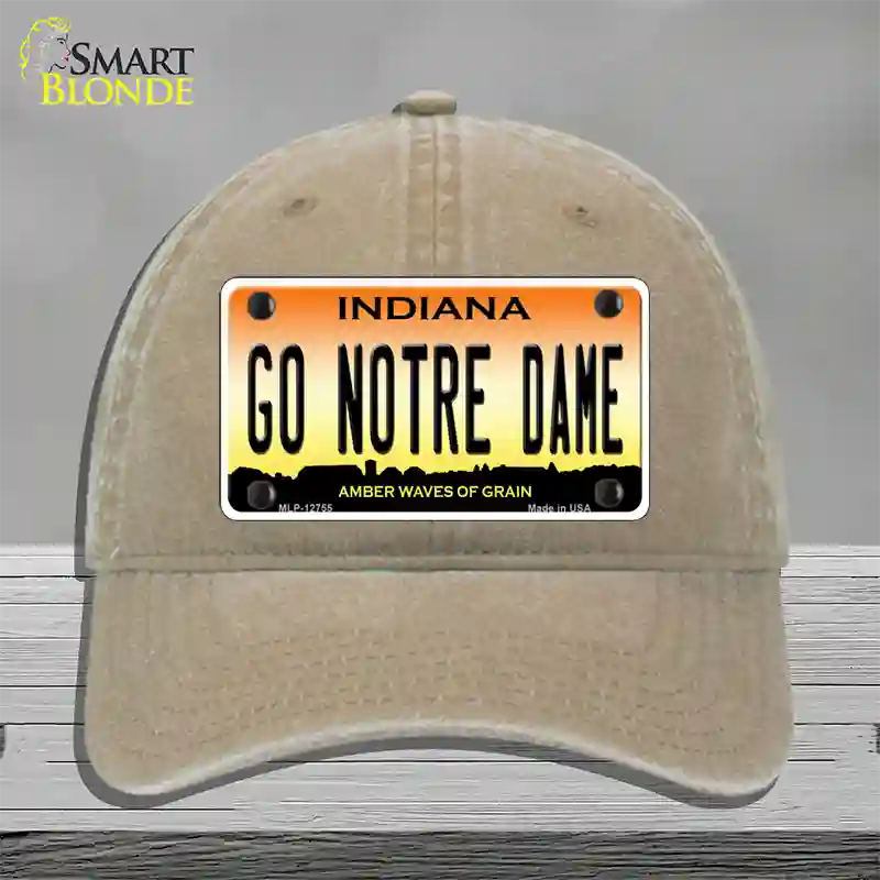 Go Notre Dame Novelty License Plate Hat Tag Unconstructed Cotton / Khaki