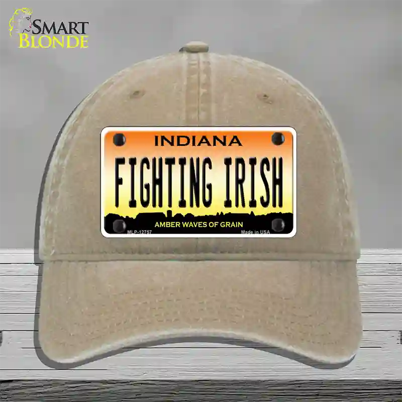 Fighting Irish Novelty License Plate Hat Tag Unconstructed Cotton / Khaki