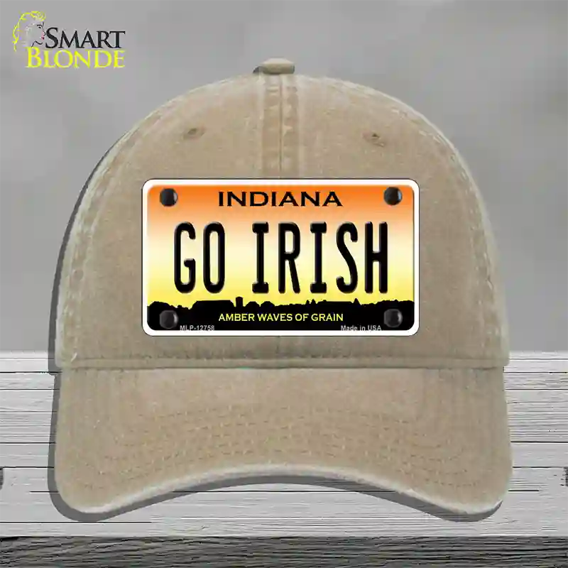 Go Irish Novelty License Plate Hat Tag Unconstructed Cotton / Khaki