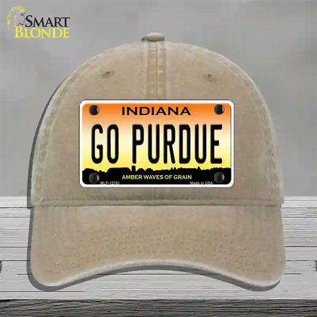 Go Purdue Novelty License Plate Hat Tag Unconstructed Cotton / Khaki