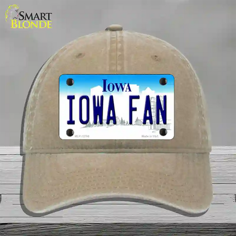 Iowa Fan Novelty License Plate Hat Tag Unconstructed Cotton / Khaki