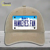 Hawkeyes Fan Novelty License Plate Hat Unconstructed Cotton / Khaki