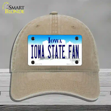 Iowa State Fan Novelty License Plate Hat Tag Unconstructed Cotton / Khaki