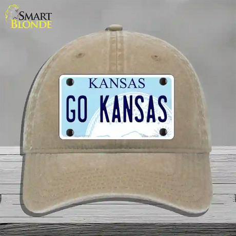 Go Kansas Novelty License Plate Hat Tag Unconstructed Cotton / Khaki