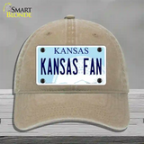 Kansas Fan Novelty License Plate Hat Tag Unconstructed Cotton / Khaki