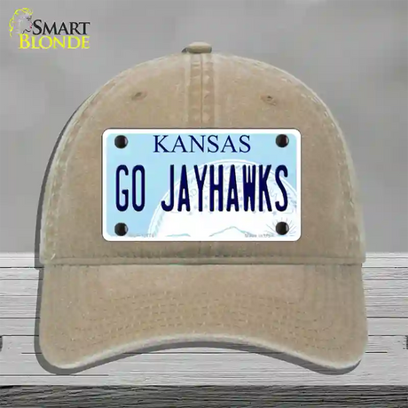 Go Jayhawks Novelty License Plate Hat Tag Unconstructed Cotton / Khaki