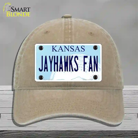 Jayhawks Fan Novelty License Plate Hat Tag Unconstructed Cotton / Khaki