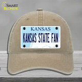 Kansas State Fan Novelty License Plate Hat Tag Unconstructed Cotton / Khaki