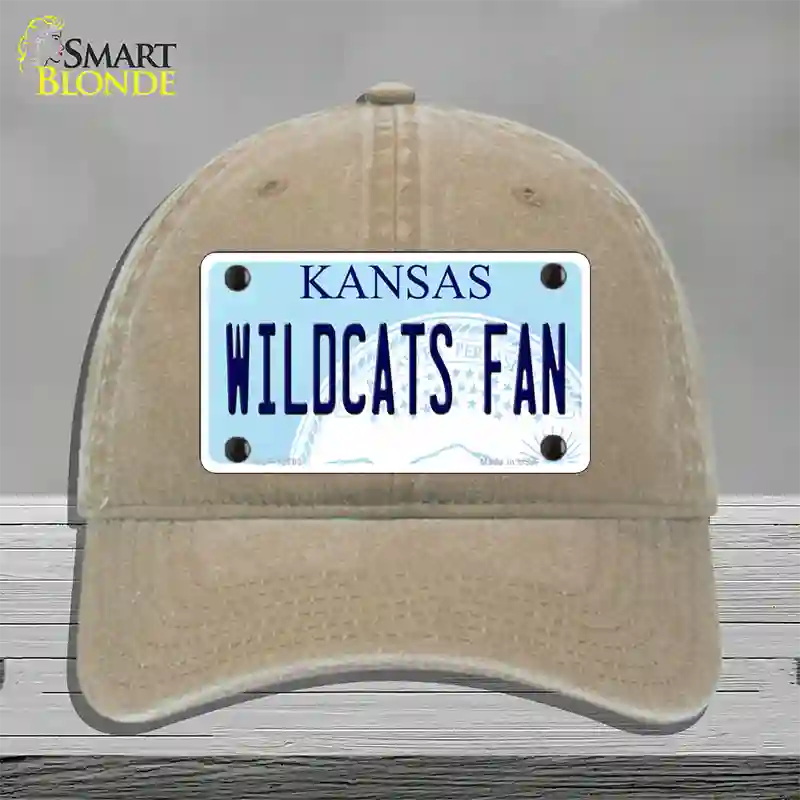 Kansas Wildcats Fan Novelty License Plate Hat Tag Unconstructed Cotton / Khaki