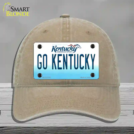 Go Kentucky Novelty License Plate Hat Tag Unconstructed Cotton / Khaki