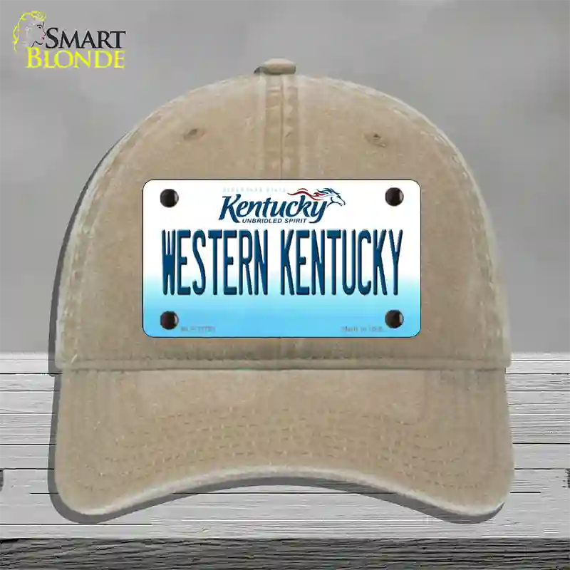 Western Kentucky Novelty License Plate Hat Tag Unconstructed Cotton / Khaki