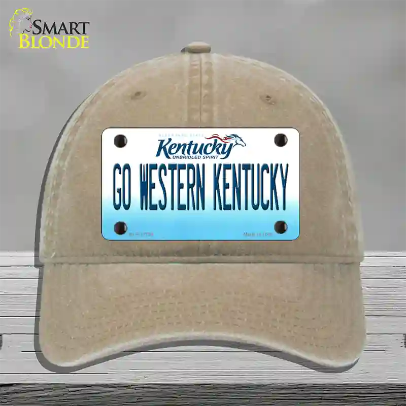 Go Western Kentucky Novelty License Plate Hat Tag Unconstructed Cotton / Khaki