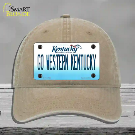 Go Western Kentucky Novelty License Plate Hat Tag Unconstructed Cotton / Khaki