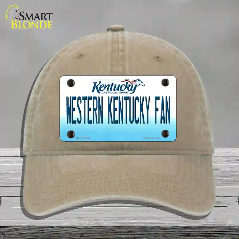 Western Kentucky Fan Novelty License Plate Hat Tag Unconstructed Cotton / Khaki