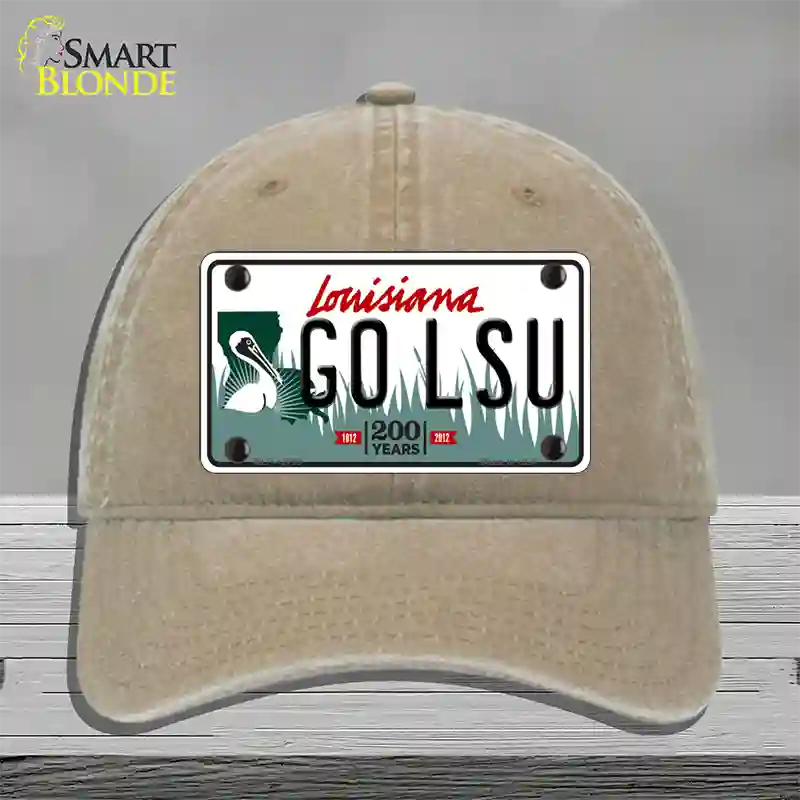 Go LSU Novelty License Plate Hat Tag Unconstructed Cotton / Khaki