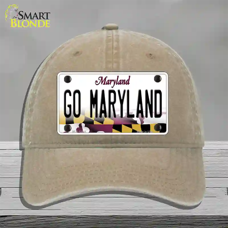 Go Maryland Novelty License Plate Hat Tag Unconstructed Cotton / Khaki