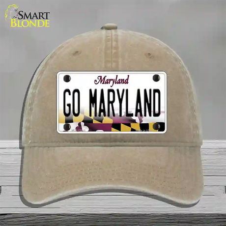 Go Maryland Novelty License Plate Hat Tag Unconstructed Cotton / Khaki