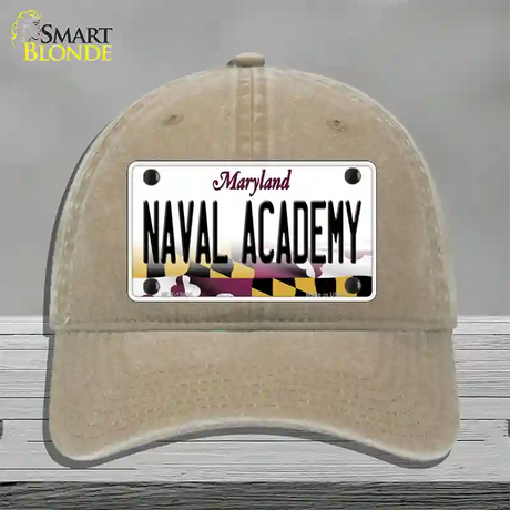 Naval Academy Novelty License Plate Hat Tag Unconstructed Cotton / Khaki